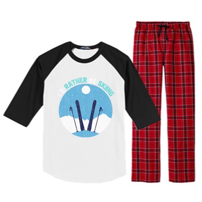 Id Rather Be Skiing Gift For Dad Raglan Sleeve Pajama Set