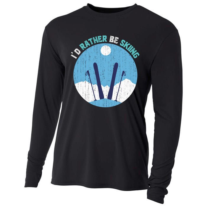 Id Rather Be Skiing Gift For Dad Cooling Performance Long Sleeve Crew