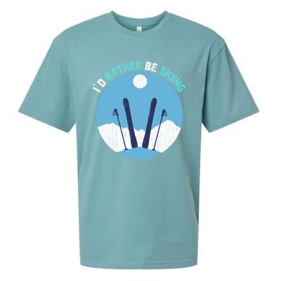 Id Rather Be Skiing Gift For Dad Sueded Cloud Jersey T-Shirt