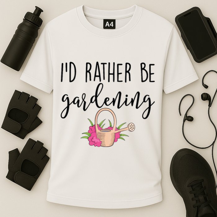Id Rather Be Gardening Funny Gardener Cooling Performance Crew T-Shirt