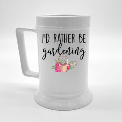 Id Rather Be Gardening Funny Gardener Beer Stein