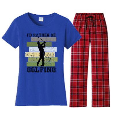 Id Rather Be Golfing Funny Golf Lover Quote Golfer Graphic Cool Gift Women's Flannel Pajama Set