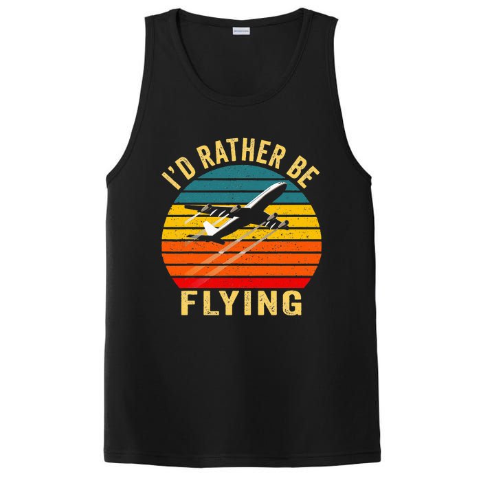 I'd Rather Be Flying Funny Vintage Airplane Pilot Gift PosiCharge Competitor Tank