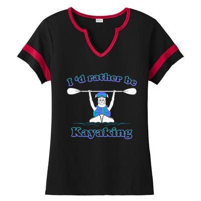 Id Rather Be Kayaking With Dog Funny Dog Kayak Graphic Ladies Halftime Notch Neck Tee