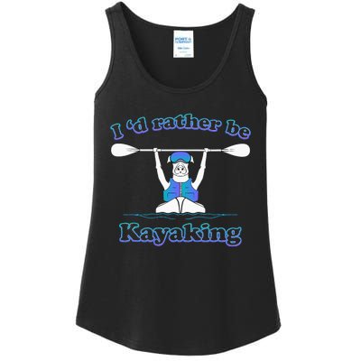 Id Rather Be Kayaking With Dog Funny Dog Kayak Graphic Ladies Essential Tank