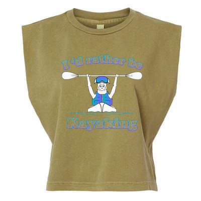 Id Rather Be Kayaking With Dog Funny Dog Kayak Graphic Garment-Dyed Women's Muscle Tee