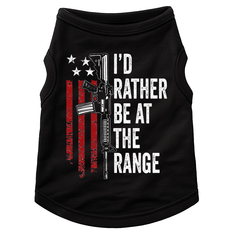 ID Rather Be At The Gun Range Usa Flag Funny Guns Owner Doggie Tank