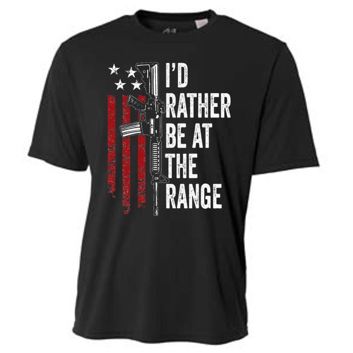 ID Rather Be At The Gun Range Usa Flag Funny Guns Owner Cooling Performance Crew T-Shirt