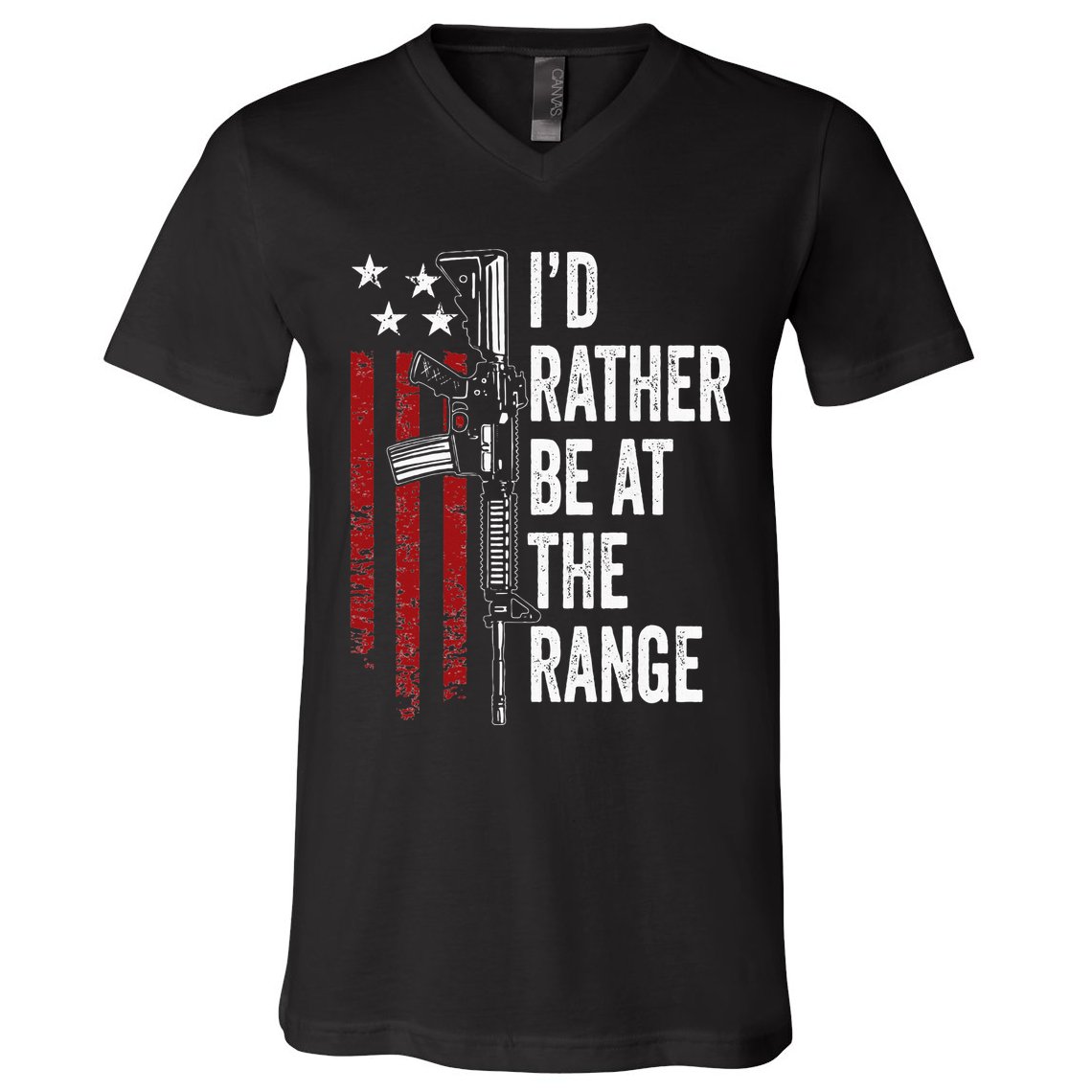 ID Rather Be At The Gun Range Usa Flag Funny Guns Owner V-Neck T-Shirt