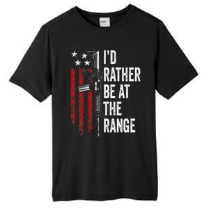 ID Rather Be At The Gun Range Usa Flag Funny Guns Owner Tall Fusion ChromaSoft Performance T-Shirt