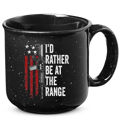 ID Rather Be At The Gun Range Usa Flag Funny Guns Owner 15oz Campfire Ceramic Mug