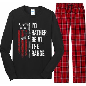 ID Rather Be At The Gun Range Usa Flag Funny Guns Owner Long Sleeve Pajama Set