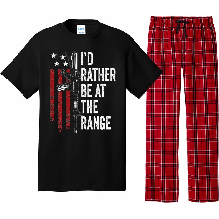 ID Rather Be At The Gun Range Usa Flag Funny Guns Owner Pajama Set