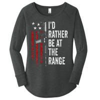 ID Rather Be At The Gun Range Usa Flag Funny Guns Owner Women's Perfect Tri Tunic Long Sleeve Shirt