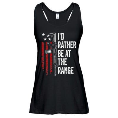 ID Rather Be At The Gun Range Usa Flag Funny Guns Owner Ladies Essential Flowy Tank