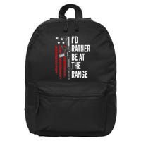 ID Rather Be At The Gun Range Usa Flag Funny Guns Owner 16 in Basic Backpack