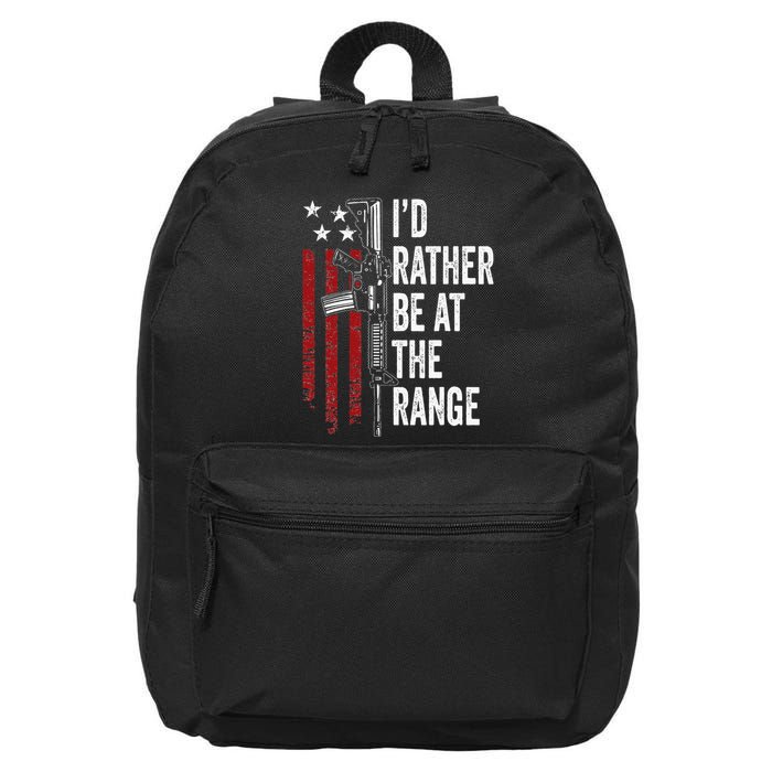 ID Rather Be At The Gun Range Usa Flag Funny Guns Owner 16 in Basic Backpack