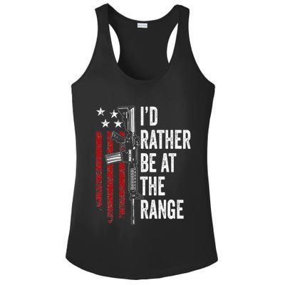 ID Rather Be At The Gun Range Usa Flag Funny Guns Owner Ladies PosiCharge Competitor Racerback Tank