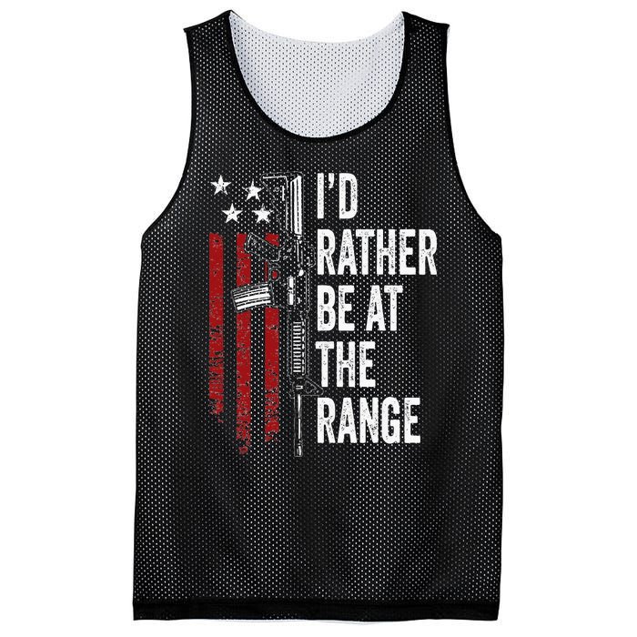 ID Rather Be At The Gun Range Usa Flag Funny Guns Owner Mesh Reversible Basketball Jersey Tank