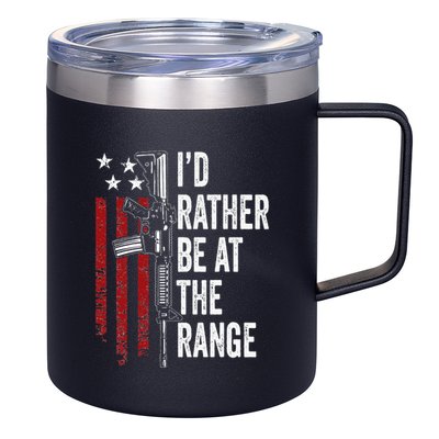 ID Rather Be At The Gun Range Usa Flag Funny Guns Owner 12oz Stainless Steel Coffee Mug