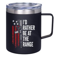 ID Rather Be At The Gun Range Usa Flag Funny Guns Owner 12oz Stainless Steel Coffee Mug