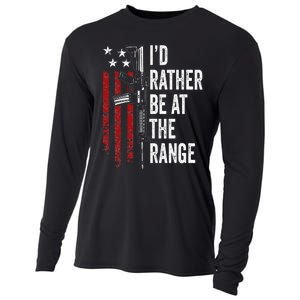 ID Rather Be At The Gun Range Usa Flag Funny Guns Owner Cooling Performance Long Sleeve Crew