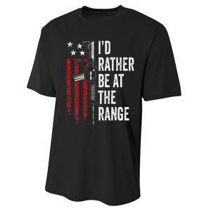 ID Rather Be At The Gun Range Usa Flag Funny Guns Owner Performance Sprint T-Shirt