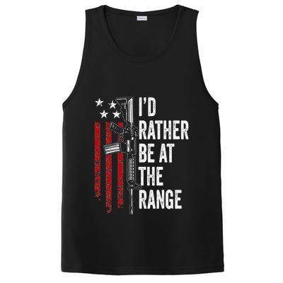 ID Rather Be At The Gun Range Usa Flag Funny Guns Owner PosiCharge Competitor Tank