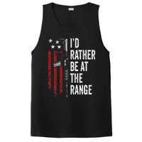 ID Rather Be At The Gun Range Usa Flag Funny Guns Owner PosiCharge Competitor Tank