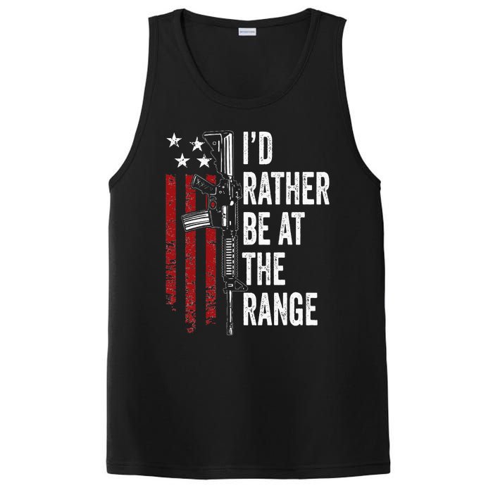 ID Rather Be At The Gun Range Usa Flag Funny Guns Owner PosiCharge Competitor Tank