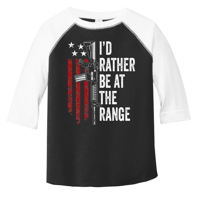 ID Rather Be At The Gun Range Usa Flag Funny Guns Owner Toddler Fine Jersey T-Shirt