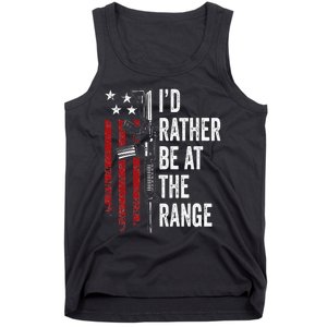 ID Rather Be At The Gun Range Usa Flag Funny Guns Owner Tank Top