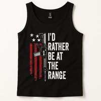 ID Rather Be At The Gun Range Usa Flag Funny Guns Owner Tank Top