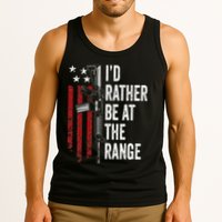 ID Rather Be At The Gun Range Usa Flag Funny Guns Owner Tank Top