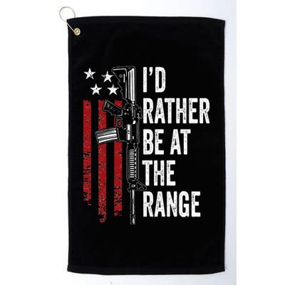 ID Rather Be At The Gun Range Usa Flag Funny Guns Owner Golf Towel
