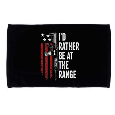 ID Rather Be At The Gun Range Usa Flag Funny Guns Owner Microfiber Hand Towel