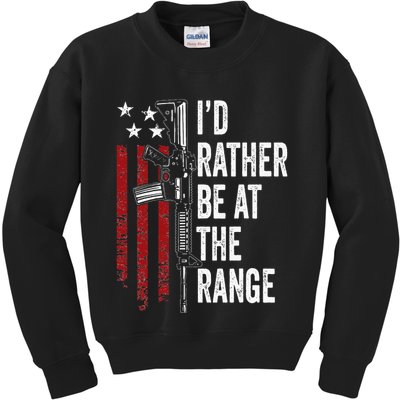 ID Rather Be At The Gun Range Usa Flag Funny Guns Owner Kids Sweatshirt