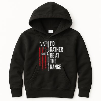 ID Rather Be At The Gun Range Usa Flag Funny Guns Owner Kids Hoodie