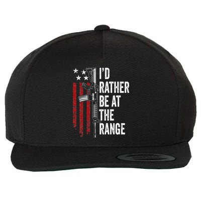 ID Rather Be At The Gun Range Usa Flag Funny Guns Owner Wool Snapback Cap