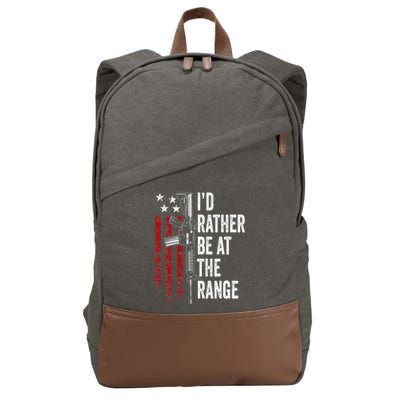 ID Rather Be At The Gun Range Usa Flag Funny Guns Owner Cotton Canvas Backpack