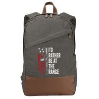 ID Rather Be At The Gun Range Usa Flag Funny Guns Owner Cotton Canvas Backpack