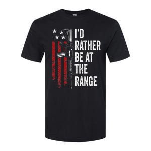 ID Rather Be At The Gun Range Usa Flag Funny Guns Owner Softstyle CVC T-Shirt