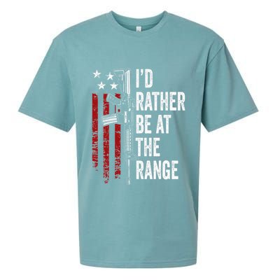 ID Rather Be At The Gun Range Usa Flag Funny Guns Owner Sueded Cloud Jersey T-Shirt