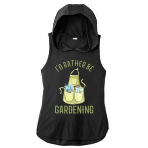 Id Rather Be Gardening Plant Lover Ladies PosiCharge Tri-Blend Wicking Draft Hoodie Tank