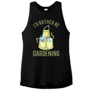 Id Rather Be Gardening Plant Lover Ladies PosiCharge Tri-Blend Wicking Tank