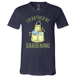 Id Rather Be Gardening Plant Lover V-Neck T-Shirt