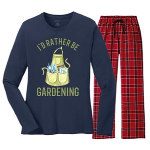 Id Rather Be Gardening Plant Lover Women's Long Sleeve Flannel Pajama Set 