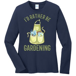 Id Rather Be Gardening Plant Lover Ladies Long Sleeve Shirt