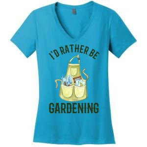 Id Rather Be Gardening Plant Lover Women's V-Neck T-Shirt