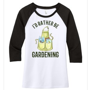 Id Rather Be Gardening Plant Lover Women's Tri-Blend 3/4-Sleeve Raglan Shirt